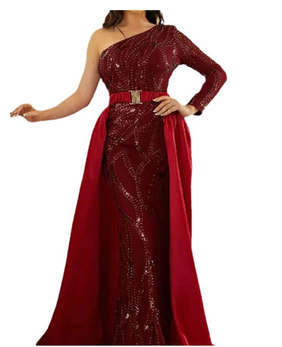 Damen Maxikleid Glitzerndes Muster Elegantes Cape