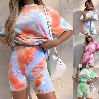 Damen Freizeitkleid Batikdesign Verkürzter Schnitt Eveloria