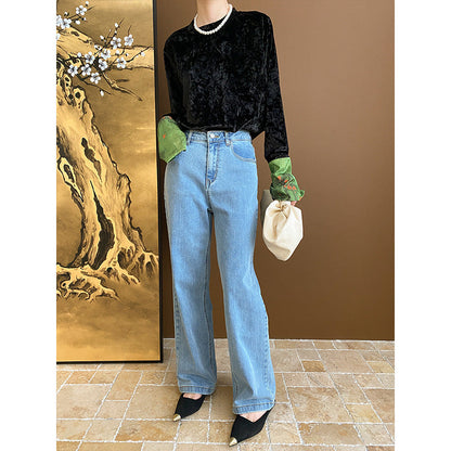 Damen Langarmshirt Velvet Elegant Eveloria