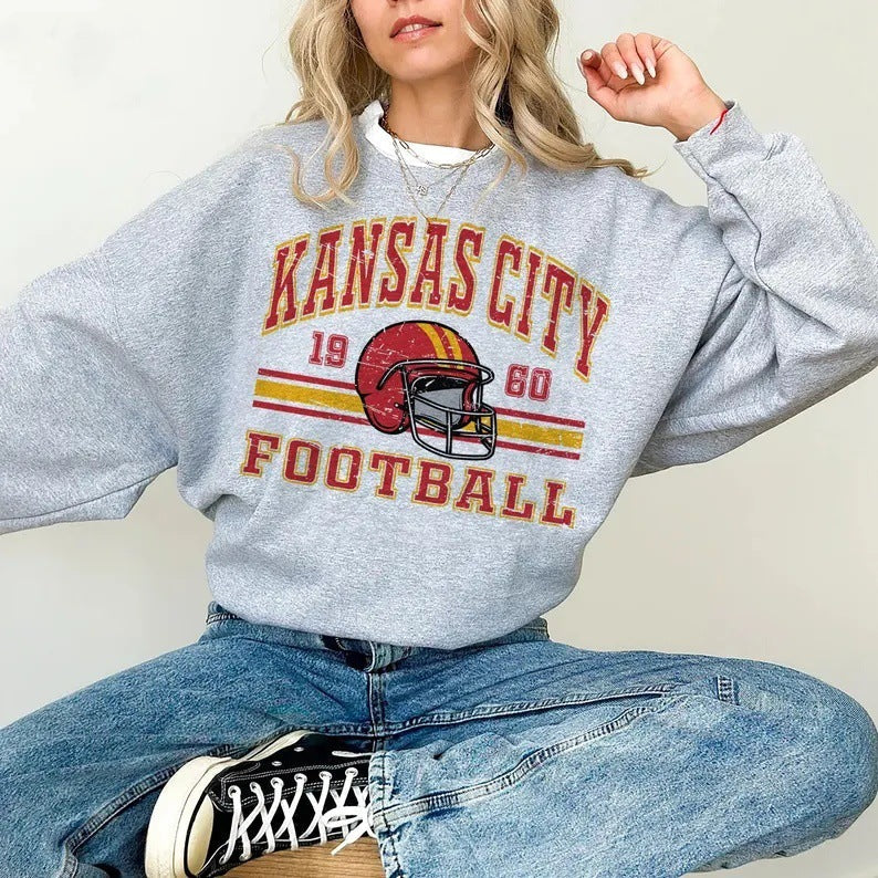 Damen Oversized Sweatshirt Football Motiv Eveloria