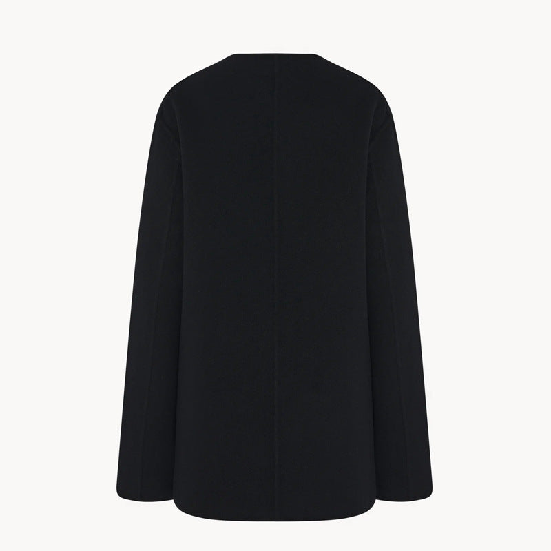 Damen Strickblazer Elegant Großes Revers Praktische Taschen Eveloria