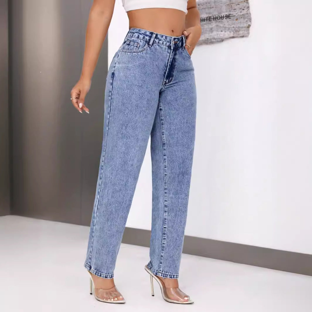 Damen High-Waisted Jeans Weites Bein Eveloria