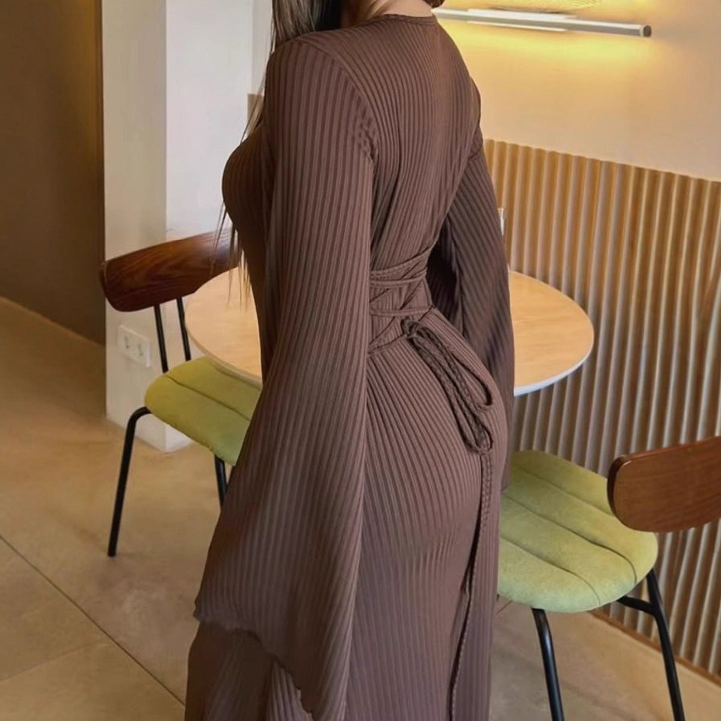 Damen Maxikleid Weit Ärmel Elegant Eveloria