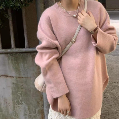Damen Oversized Pullover Weiches Material Beige