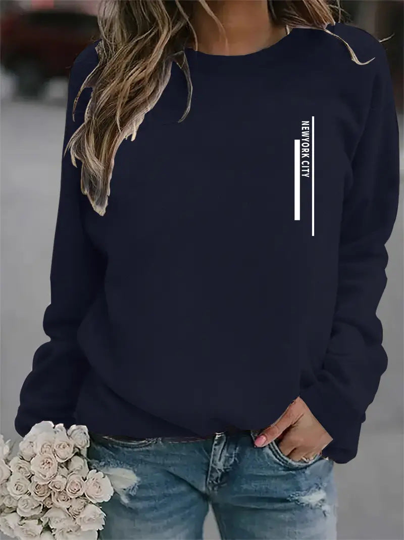 Damen Sweatshirt Städte-Aufdruck Eveloria Modern