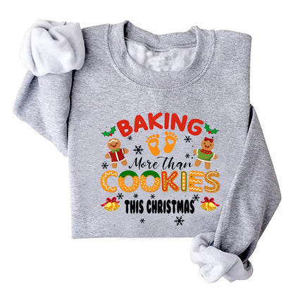 Damen Sweatshirt Weiches Fleece Weihnachtsdruck Grün