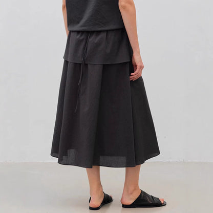Damen Maxirock Elegant Elastischer Bund Fließend Eveloria