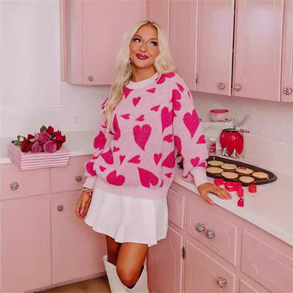Damen Pullover mit Herzmotiv Baumwolle