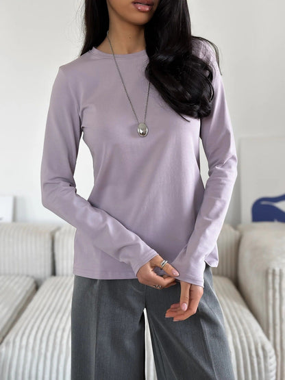 Damen Langarmshirt Körperbetont Baumwolle Eveloria