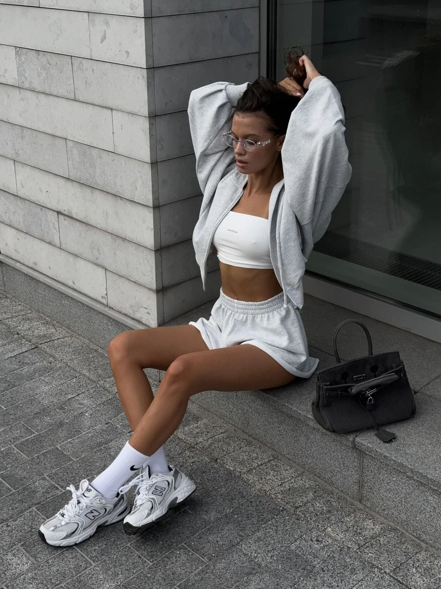 Damen Set Cropped Oberteil Shorts Eveloria