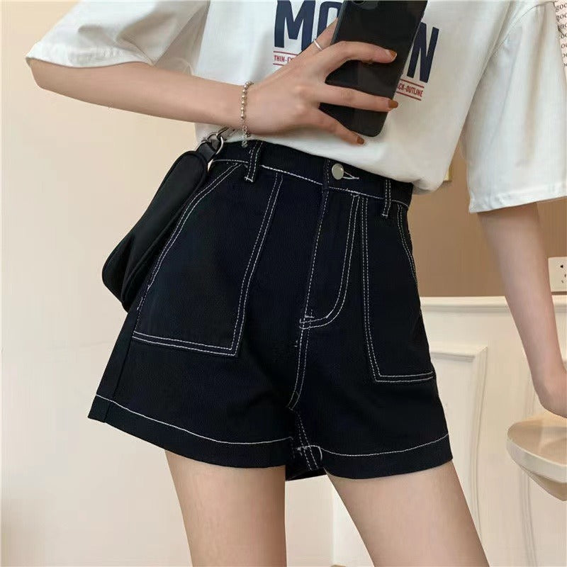 Damen High-Waist Shorts Lässig Mit Taschen - Eveloria