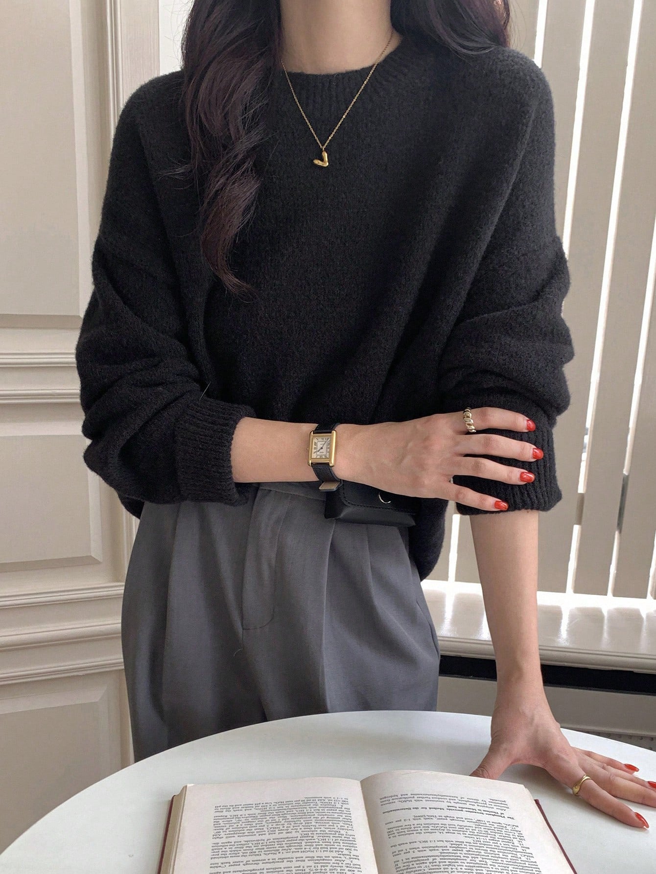 Damen Grobstrickpullover Lässiger Schnitt Voluminöse Ärmel Eveloria