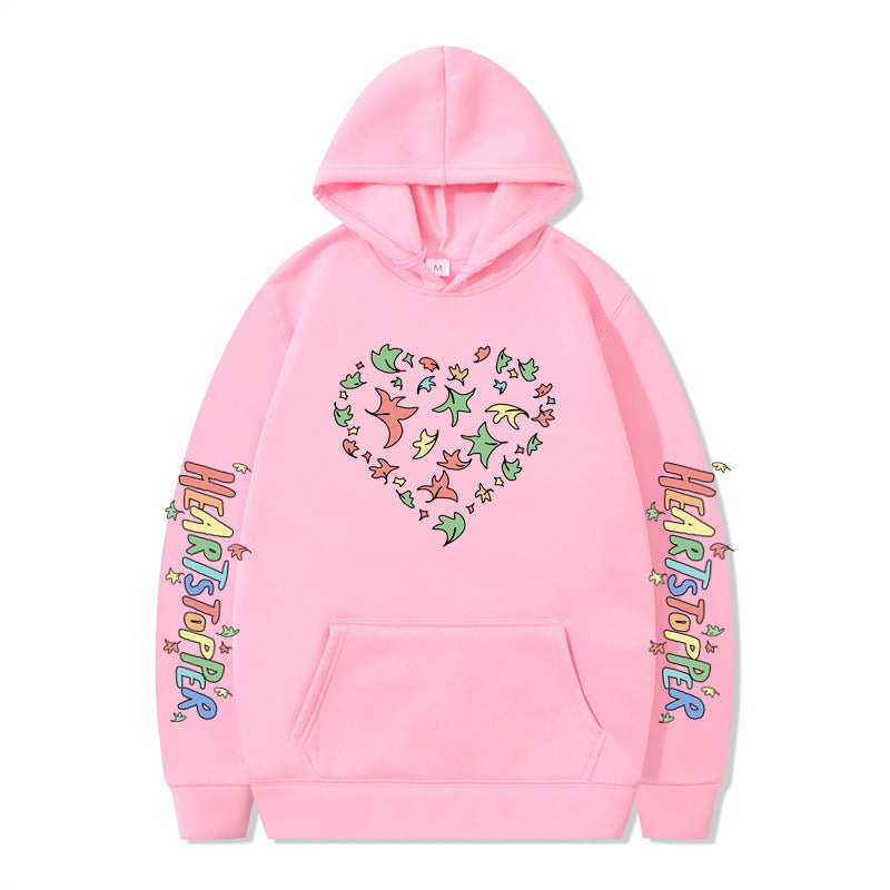 Damen Kapuzenpullover Herz- und Blattmotiv Eveloria