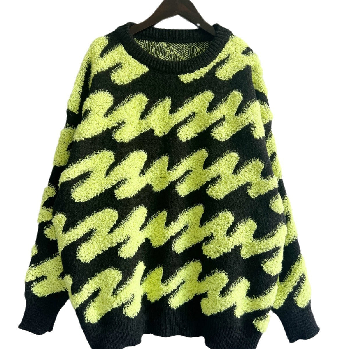 Damen Pullover Strukturiertes Wellenmuster Übergroße Ärmel Eveloria