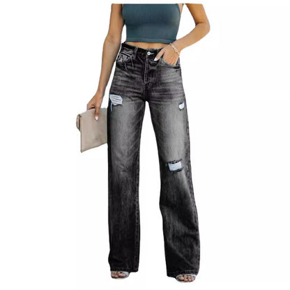 Damen Destroyed Jeanshose Weit geschnitten Eveloria