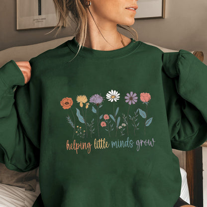 Damen Sweatshirt Voluminöse Ärmel Blumenmotiv Grau
