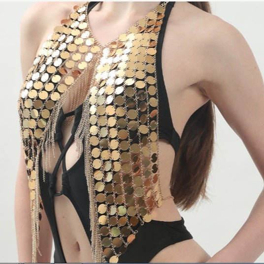 Damen Badeanzug Metallic-Detail Einzigartiger Schnitt Eveloria