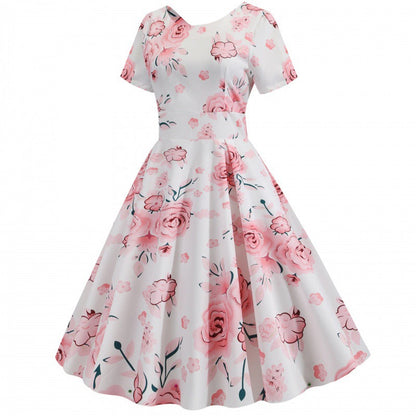 Damen Midi-Kleid Florales Muster Baumwolle