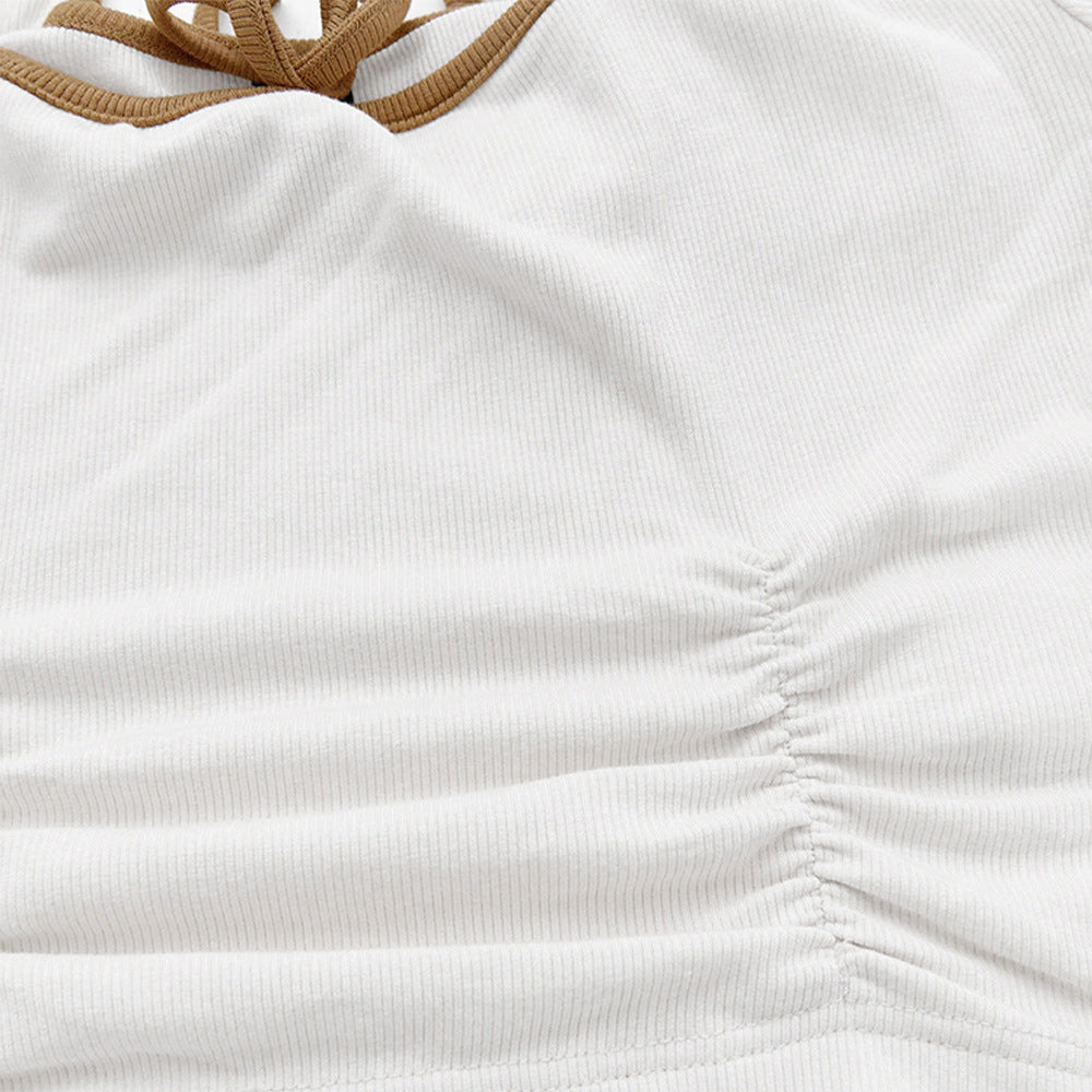 Damen Langarmshirt mit Quadrat-Ausschnitt und Knoten-Details