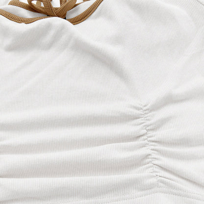 Damen Langarmshirt mit Quadrat-Ausschnitt und Knoten-Details