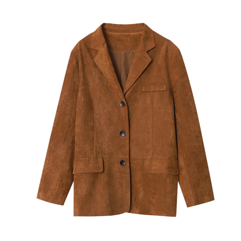 Damen Oversized Blazerjacke Wildleder Weich Eveloria