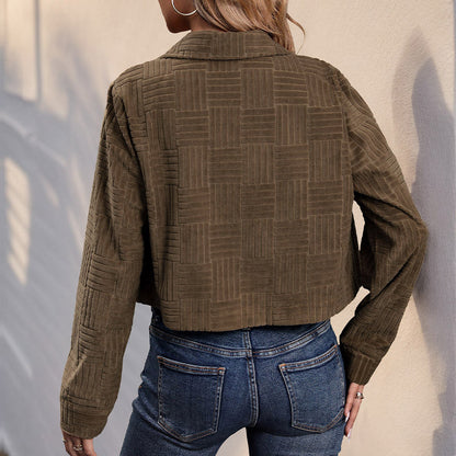 Damen Blouson Lässig Strukturiert Taschen Eveloria
