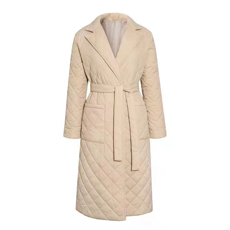 Damen Wintermantel Gesteppt Elegant Gürtel Eveloria