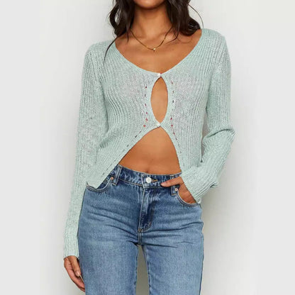 Damen Strickpullover Cut-Out-Details Locker Eveloria