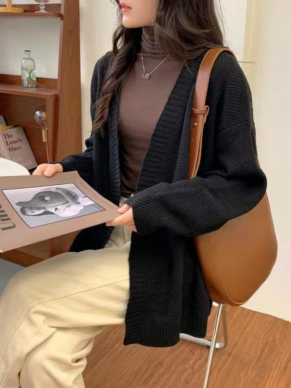 Damen Strickcardigan Oversized Lässig Mehrfarbig