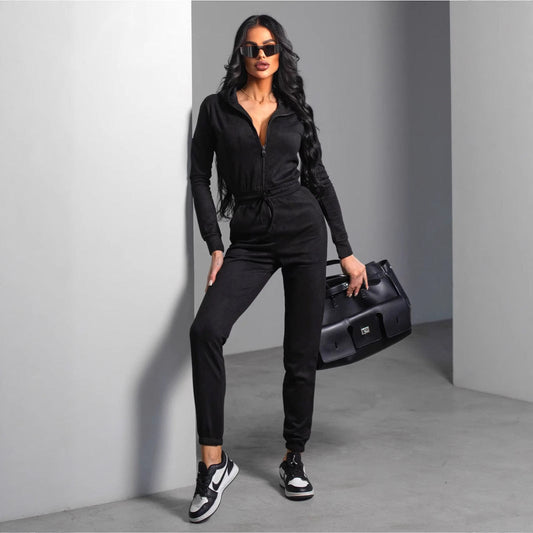 Damen Fleece-Overall Elastischer Bund Praktischer Reißverschluss - Eveloria