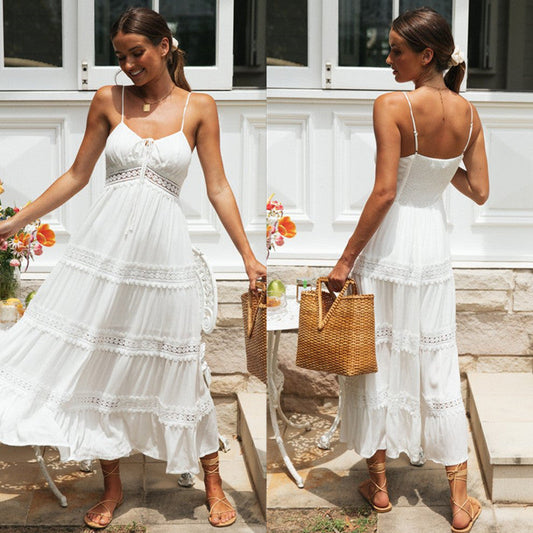 Damen Maxikleid mit Knoten und Rüschen Eveloria - Eveloria