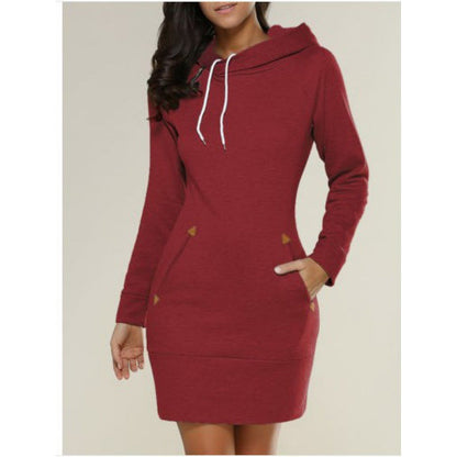 Damen Kapuzenkleid mit Seitentaschen Trenddesign Eveloria