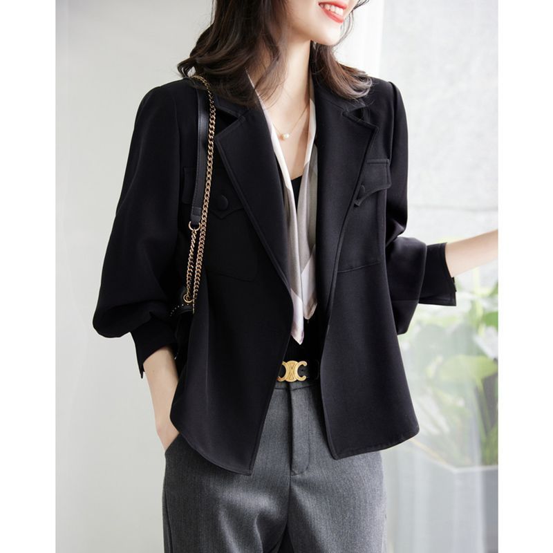 Damen Blazer Strukturierte Puffärmel Eveloria