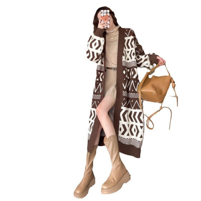 Damen Strickjacke Ethno-Style Weit Schnitt Eveloria