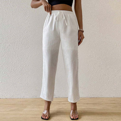 Damen Baumwollhose Breit mit Rüschen Eveloria