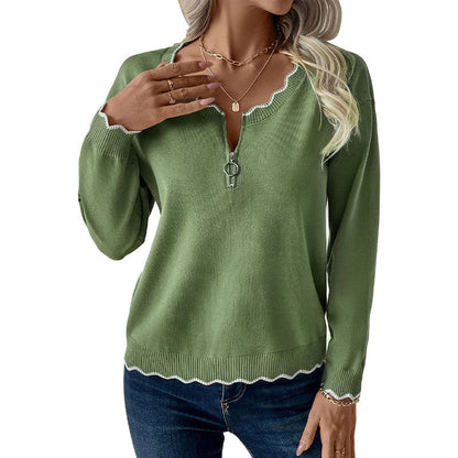 Damen Strickpullover Lässig Dekorativer Kragen