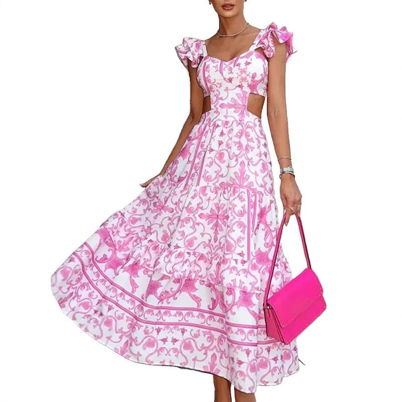 Damen Maxikleid Cut-out-Design Rüschendetails Eveloria - Eveloria