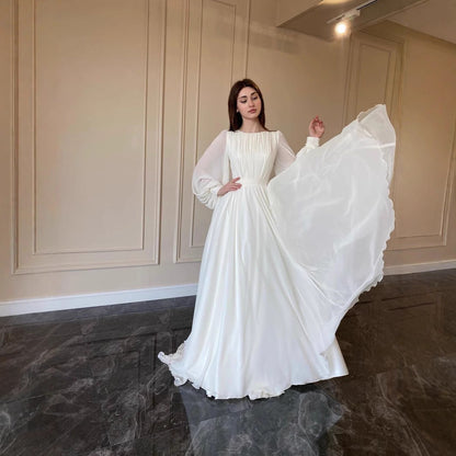 Damen Maxikleid Gerafftes Oberteil Länge Lang Ärmel Eveloria