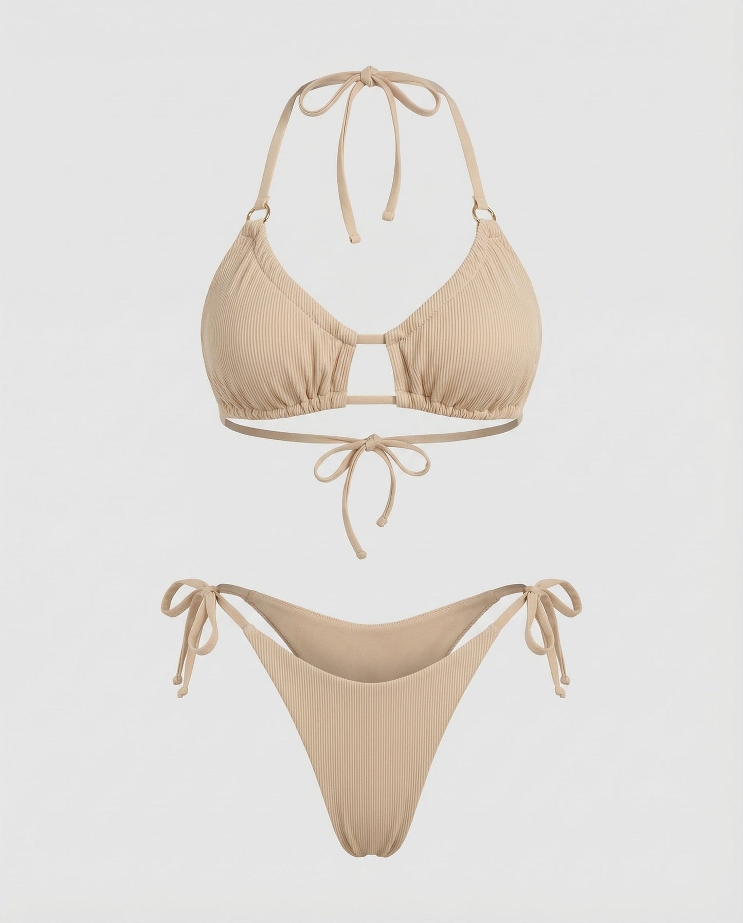 Damen Geraffter Triangel-Bikini mit Ziersteg