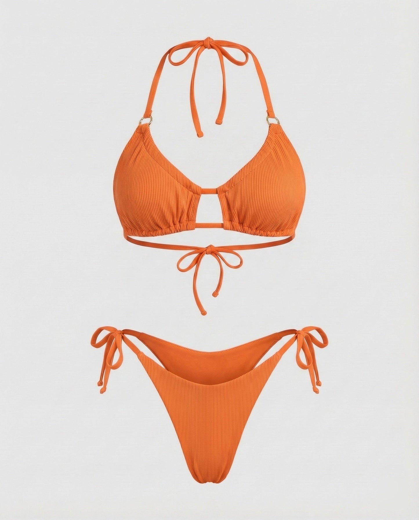 Damen Geraffter Triangel-Bikini mit Ziersteg