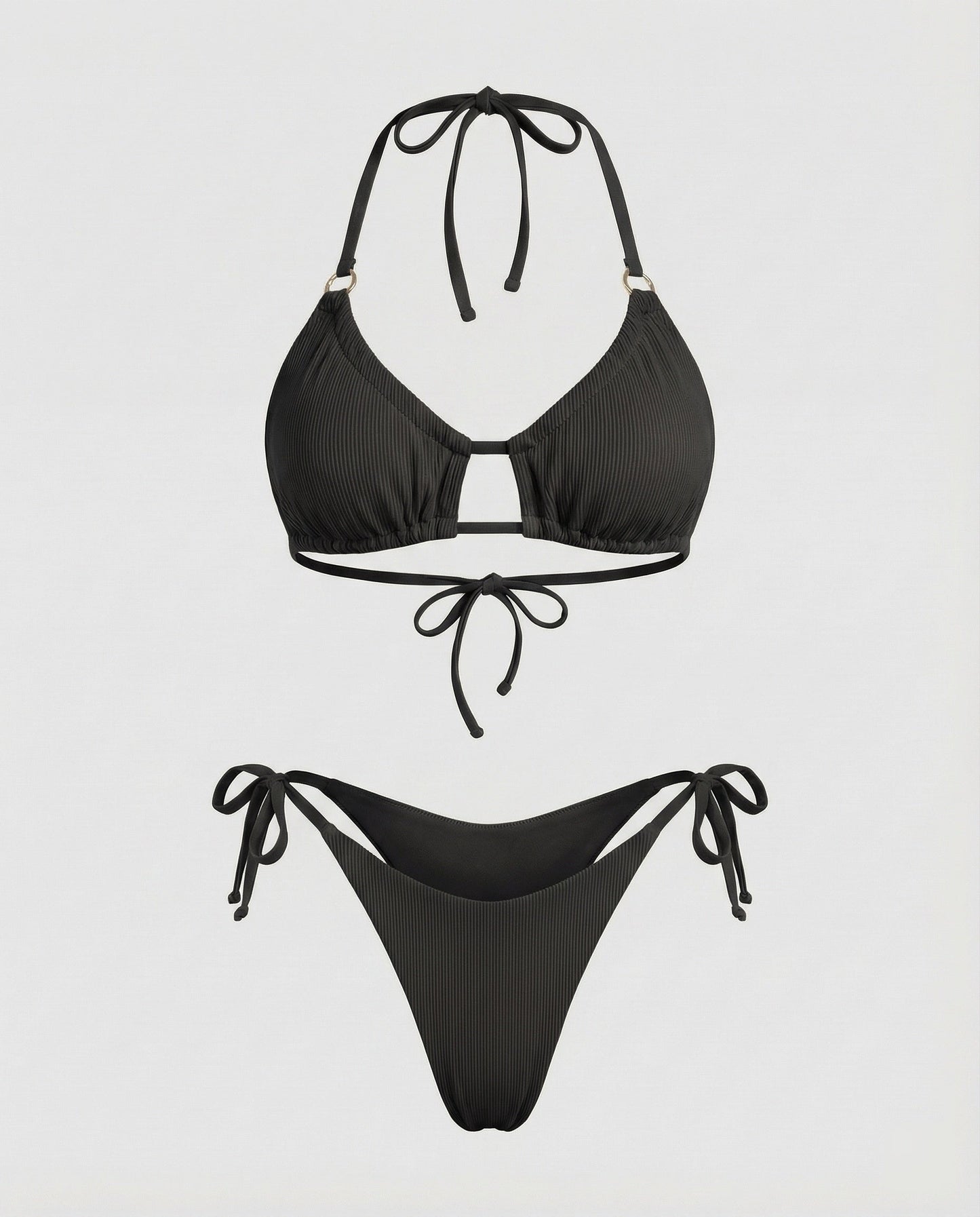 Damen Geraffter Triangel-Bikini mit Ziersteg