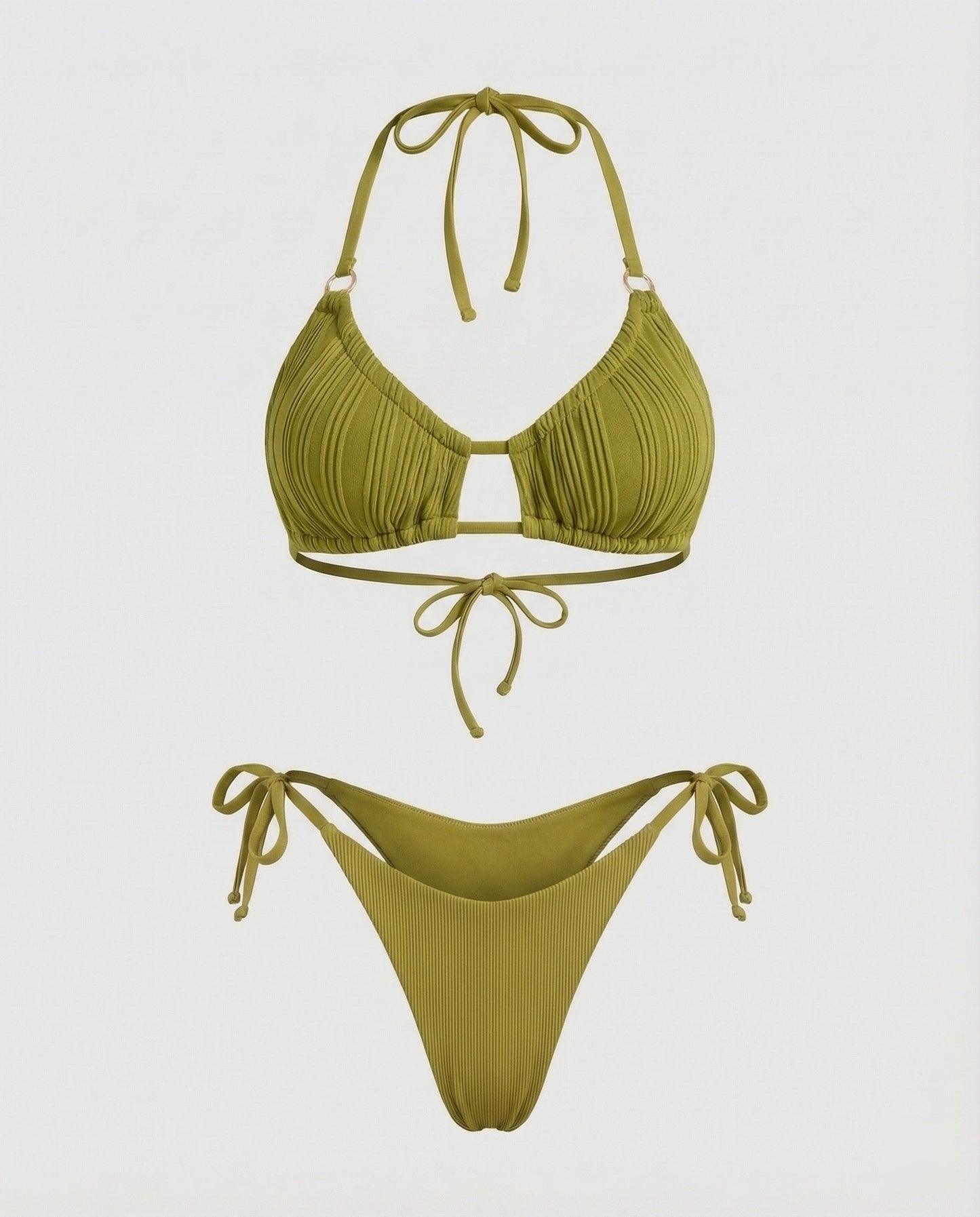 Damen Geraffter Triangel-Bikini mit Ziersteg - Eveloria