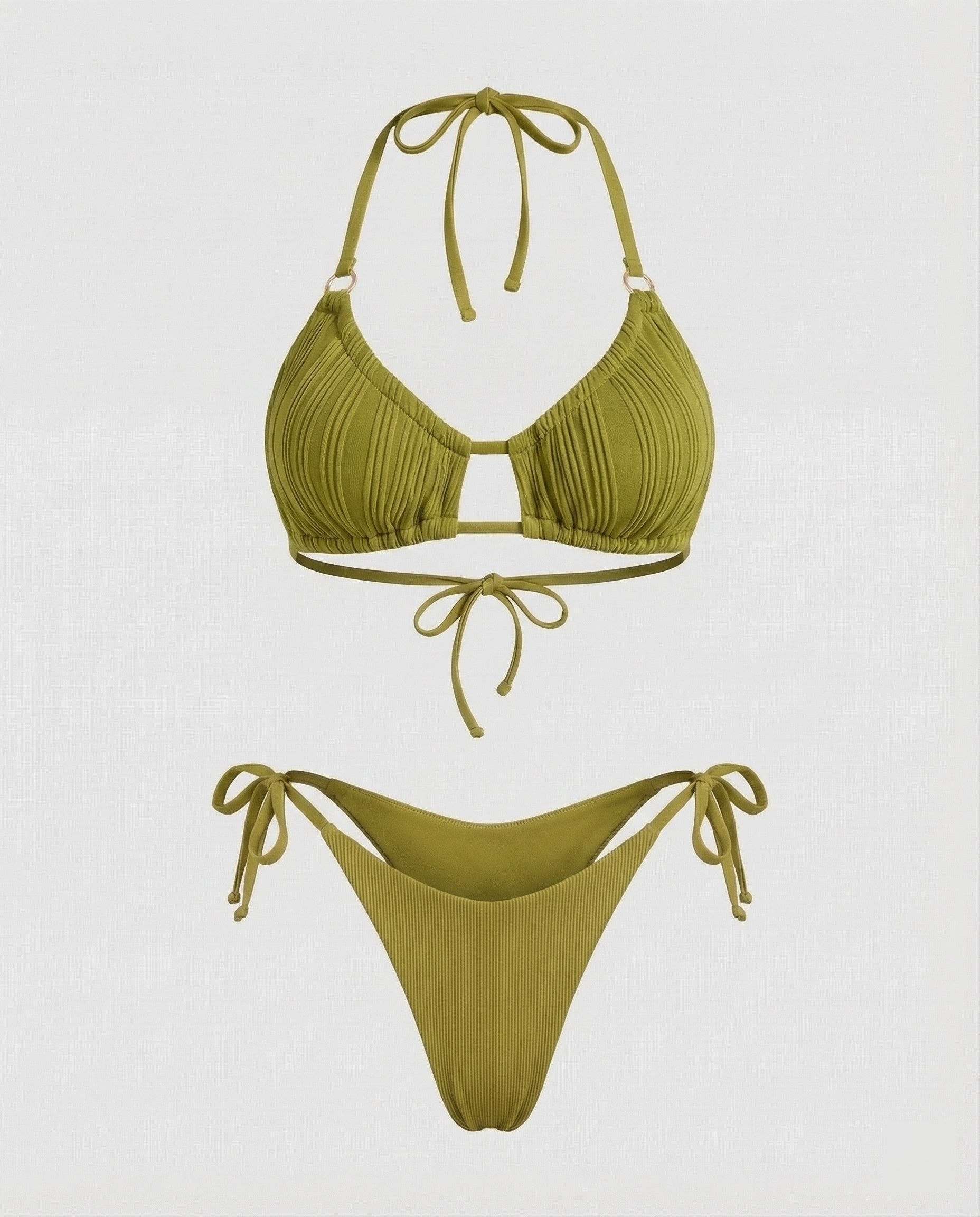 Damen Geraffter Triangel-Bikini mit Ziersteg - Eveloria
