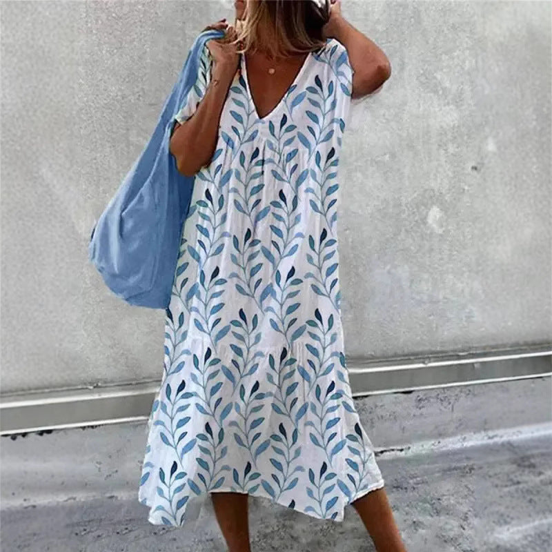Damen Sommerkleid V-Ausschnitt Voluminöser Rock Eveloria - Eveloria