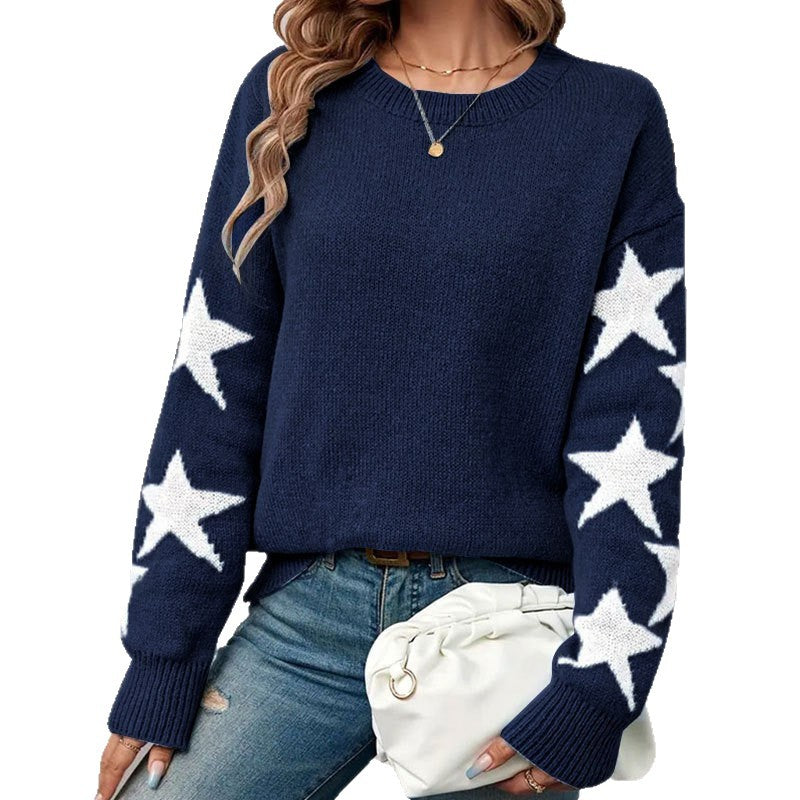 Damen Pullover Sternförmiges Design Modern Eveloria
