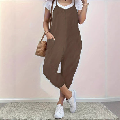 Damen Jumpsuit Komfortpassform Praktische Taschen Eveloria