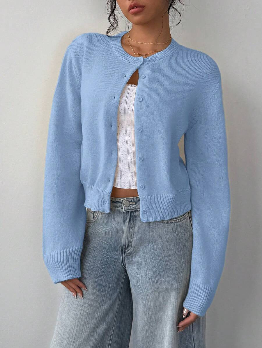 Damen Strickjacke aus softer Baumwolle mit Knöpfen Beige