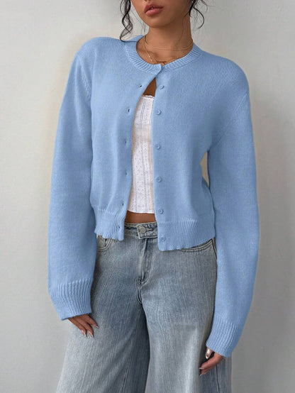 Damen Strickjacke aus softer Baumwolle mit Knöpfen Beige