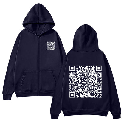 Damen Kapuzenjacke Weiches Fleece QR-Code-Design Eveloria