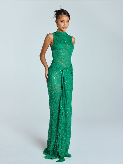 Damen Abendkleid Paillettenbesatz Figurbetont Eveloria